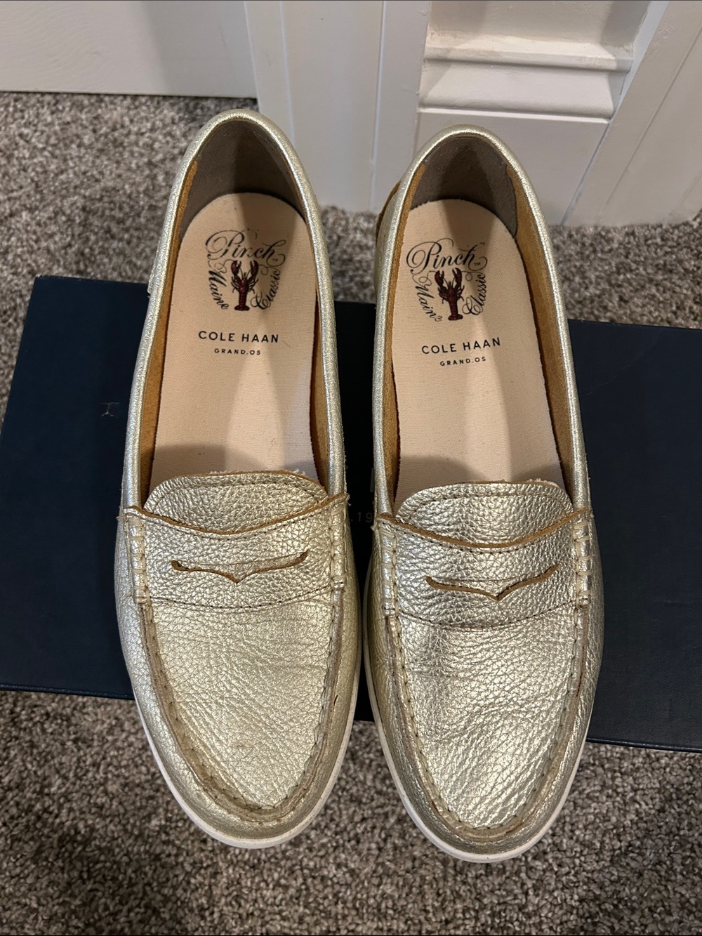 Cole Haan Gold Leather Penny Loafers - Picture 3 of 6
